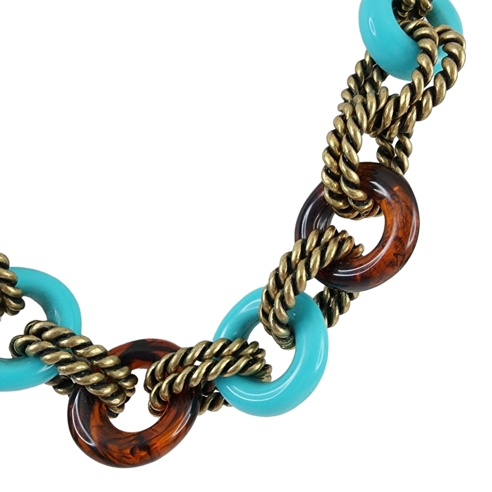 Chico's necklace chunky necklace boho open link turquoise brown - Picture 11 of 15